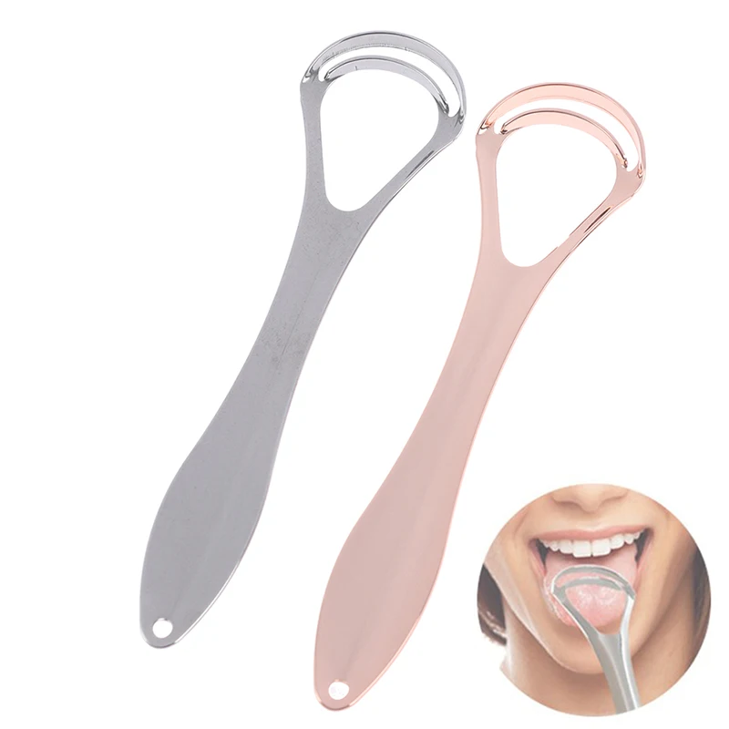 Reutilizável Double Layer Tongue Scraper, Aço Inoxidável Oral Cleaner, Escova de Limpeza de Saúde, Boca Fresca Raspagem, 1Pc