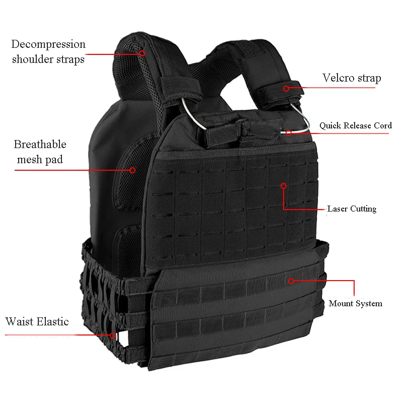 Military Tactical Molle Vest Combat Airsoft Paintball Body Armor Hunting Chest Rig Fitness Crossfit 2-4KG Weighted Plate Carrier