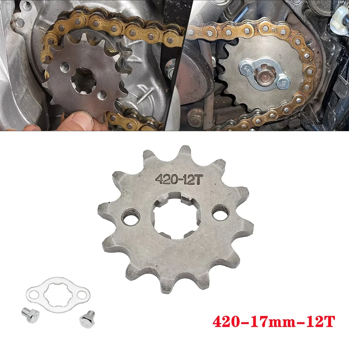

420 10T 11T 12T 13T 14T 15T 16T 17T 18T 19T Tooth 17mm Front Engine Sprocket for 50-125cc Motorcycle Pit Dirt Bike ATV Go kart