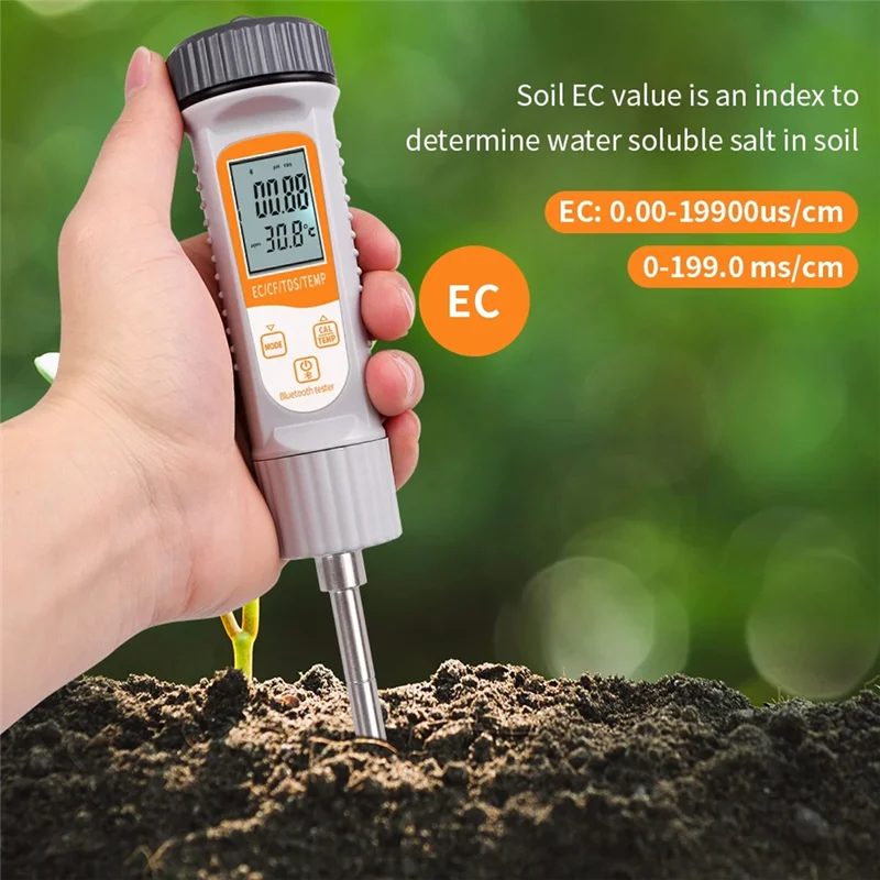 

A38M 4 In 1 Soil Tester With Bluetooth EC/TDS/CF Temperature Meter Soil Detector For Hydroponics Planting Garden Greenhouse