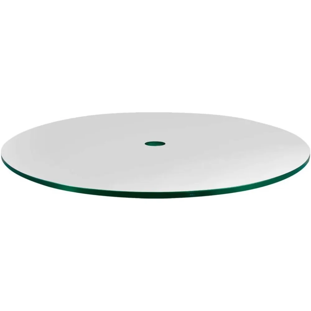 42 inch Round Glass Table Top Center Hole - Tempered - 1/4