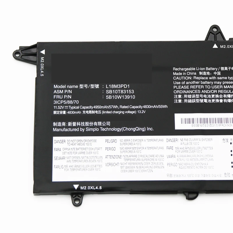 Laptop Battery L18M3PD1 L18C3PD1 L18L3PD1 L18M3PD2 L18C3PD2 For ThinkPad T14S T490S T495S Series 02DL013 02DL014 02DL015 57WH