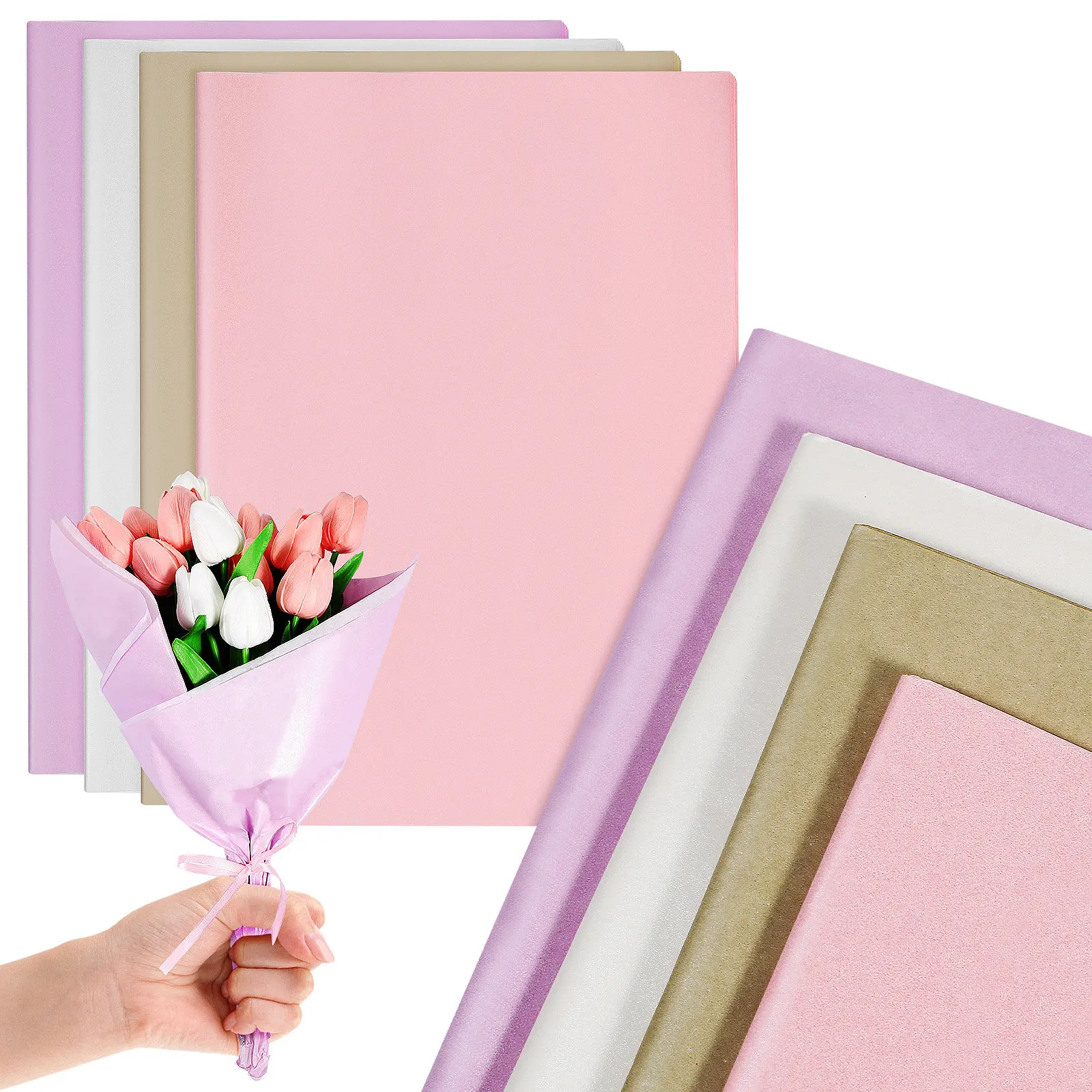 80Sheets Elegant Pastel Tissue Paper Bulk Gift Wrapping Paper Thick Tear-Resistant Packing Tissue for Bouquets Crafts Packaging