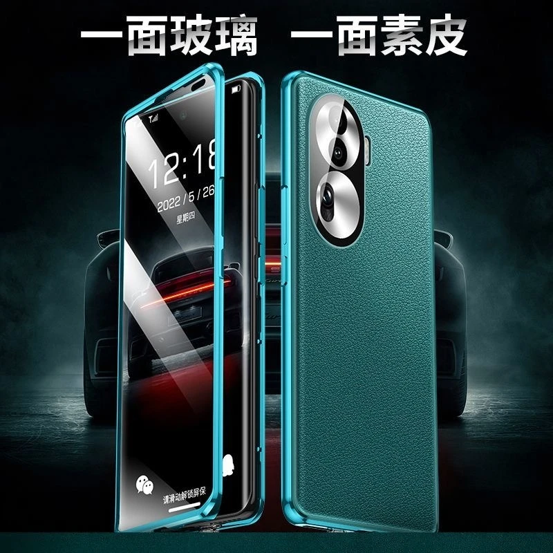 360 Full Case For Oppo Reno 11 Pro Case Tempered Glass Leather Cover For Reno 11Pro 5G Shell Double Sided Protection Bumper