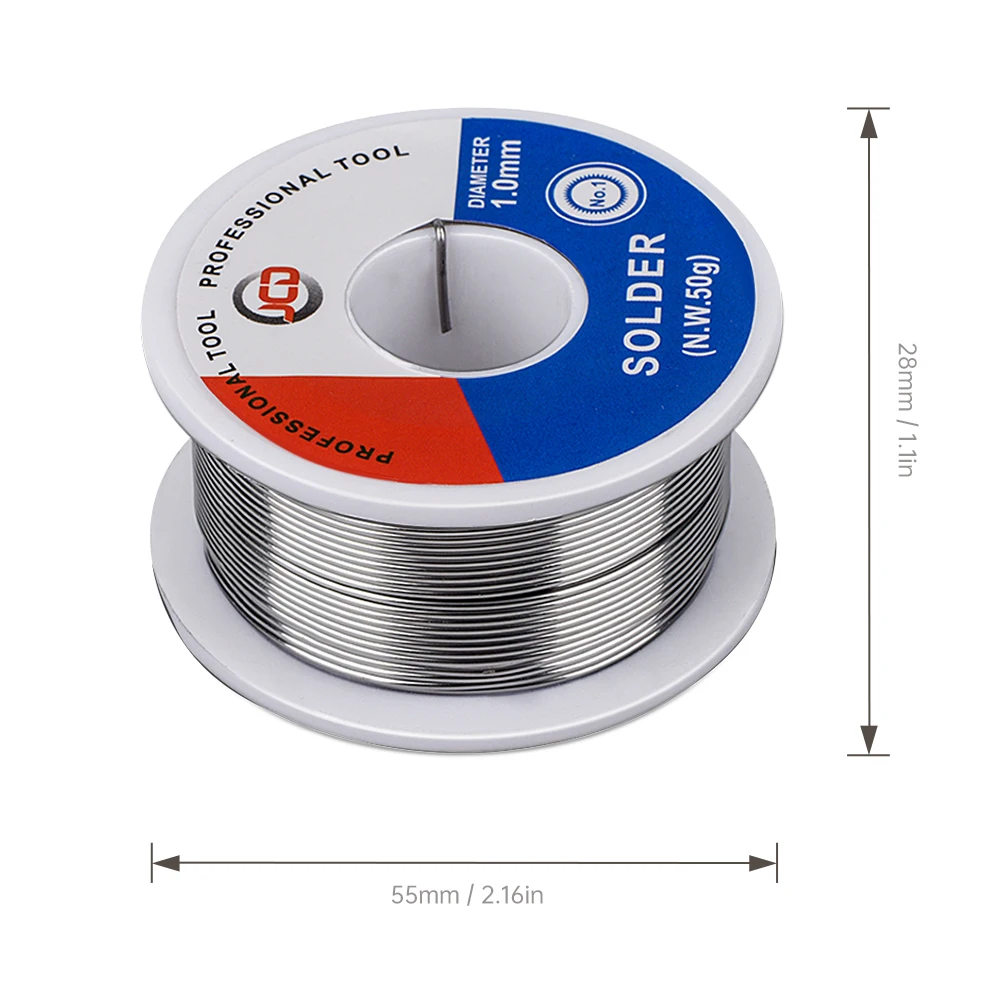 JCD Lötdraht 50 g 0,6/0,8/1,0/1,2/1,5 mm 60/40 FLUX 2,0 % 45FT Zinn Blei Zinn Draht Schmelzharz Kern Lot Lötdraht Rolle