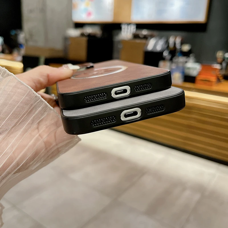 รูปแบบซองหนัง PU สำหรับ iPhone 16 15 14 13 12 11 16 Pro Max X XR Xs Max 15 Pro สำหรับ Magsafe ไร้สายชาร์จฝาครอบโทรศัพท์