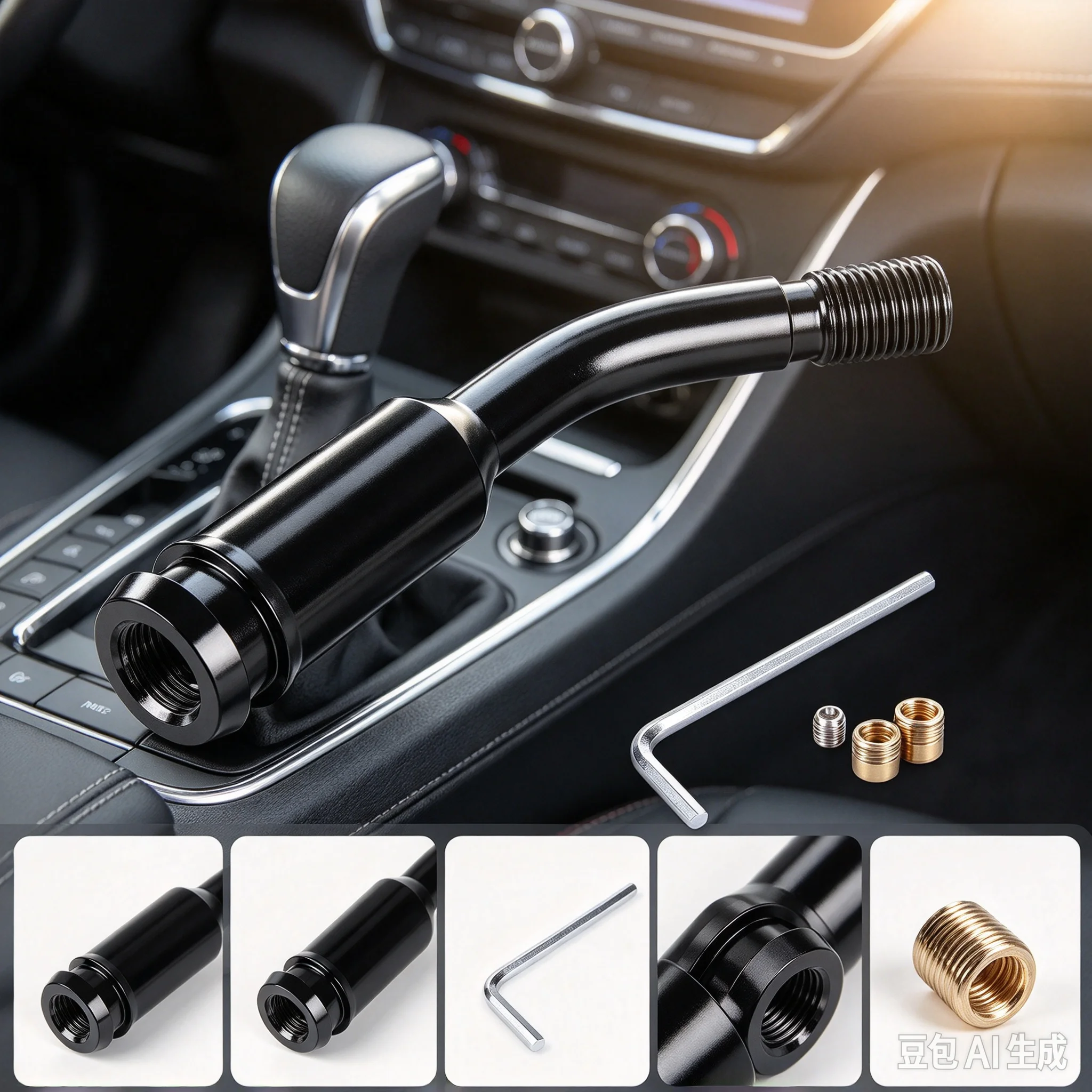 Universal Silver gear Shift Knob Adapter Converter for Car Threaded Shifters Fit For Honda Toyota Nissan Mitsubishi Ford