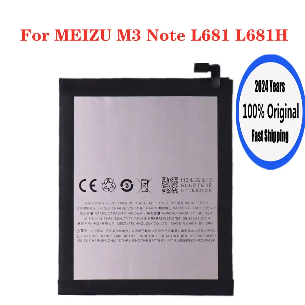 

2024 Years Original Battery BT61 For Meizu L Version M3 Note L681H / M Version M3 Note M681H Phone Battery Bateria Deliver Fast