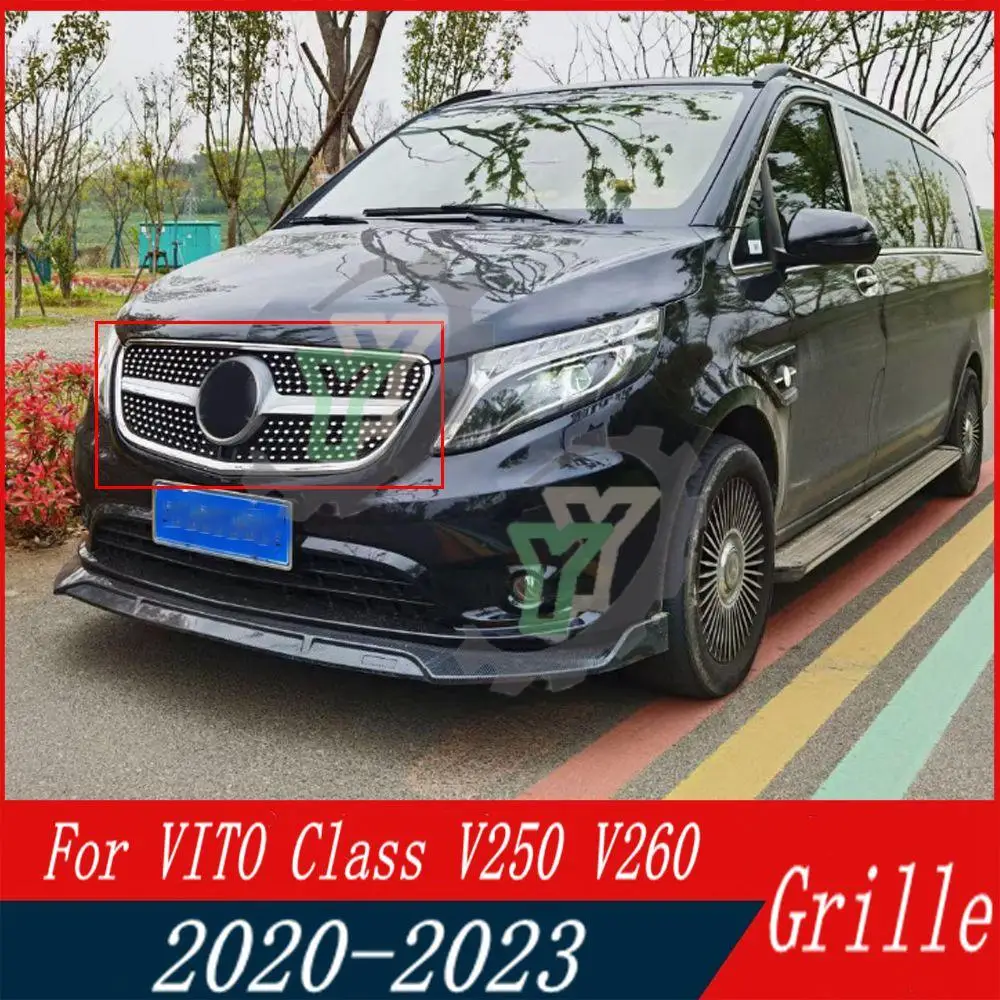 2020-2023 Front Grille For Ben VITO Class Diamond Grille Black Silver for V260 V250 Front Bumper Racing Grill for Vito GT Style