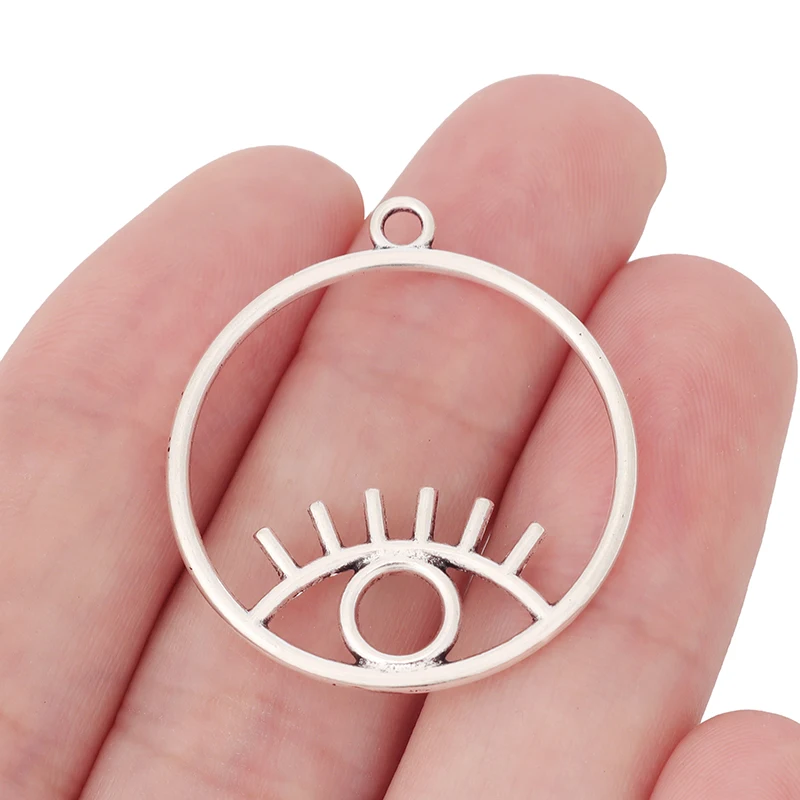

30pcs Antiqe Silver Egyptian Eye Of Horus Round Charms Pendants for DIY Necklace Jewelry Earrings Making Accessories
