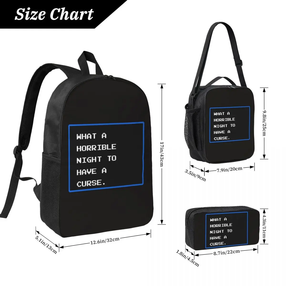 A Horrible Night To Have A Curse Castlevania Game Backpack BookBag School Bag Shoulder Bags 3ps Insulated Lunch Bag Pencil Case