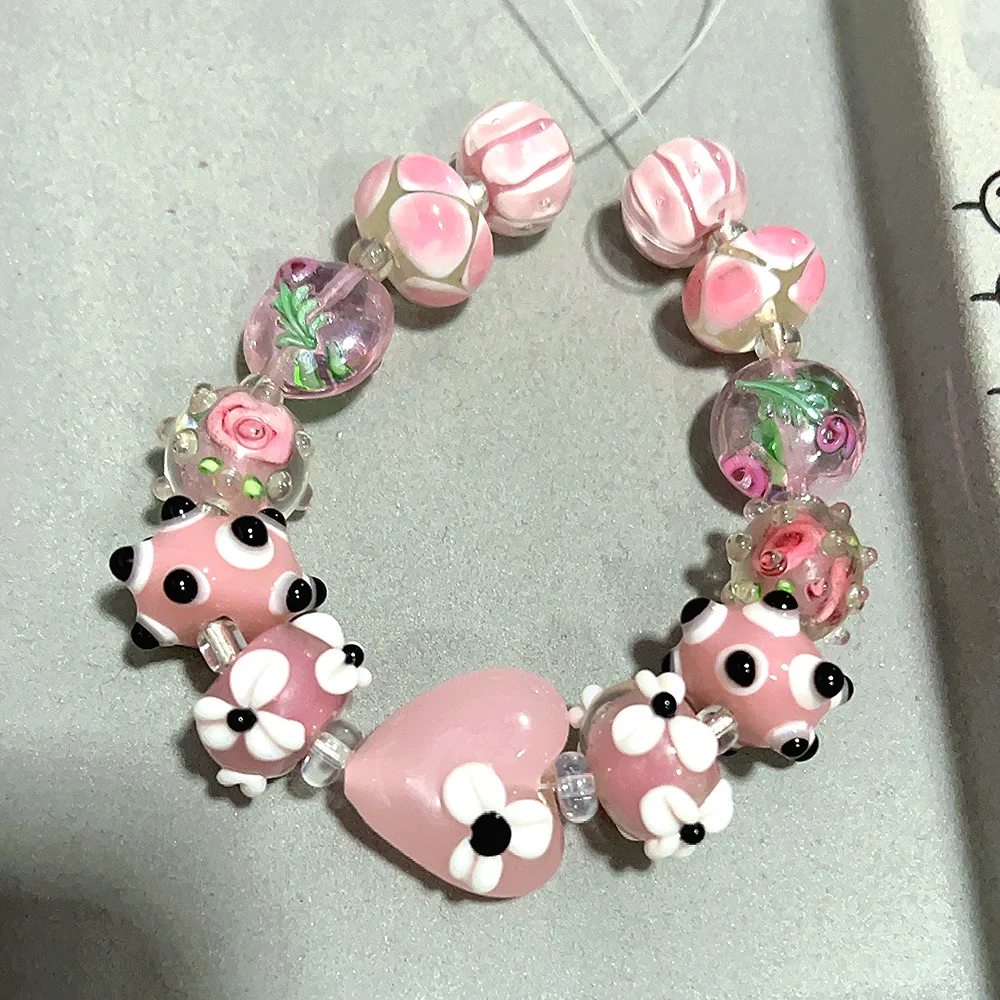 Good Quality Only 1set !Handmade Retro Lampwork Glass Loose Beads For Charm DIY Bracelets/Necklace Jewelry Making Accessories !
