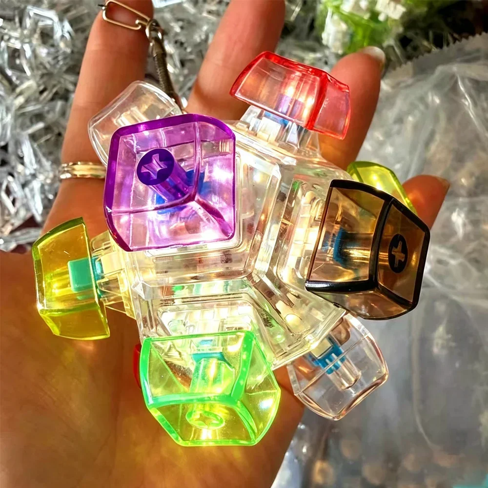 NEW HOT LED Light-Up Keychain Keyboard Clickable Button Fidget Toy for Stress Anxiety Relief  Desk Accessory Office Decor Gift ﻿