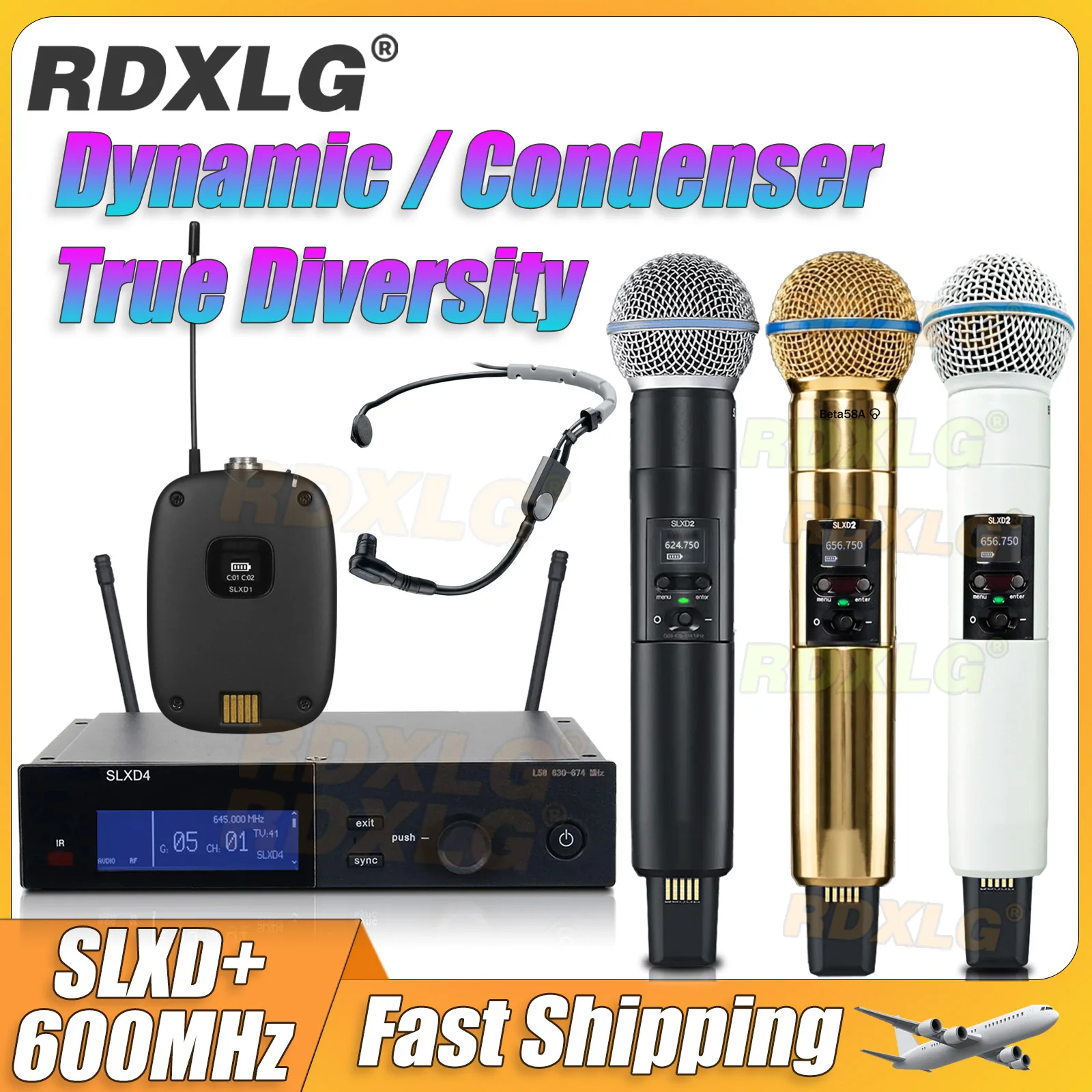 RDXLG SLXD+ Digital Wireless Microphone Professional Stage Performance True Diversity 1 Channel Karaoke SLXD4 Condenser Microfo
