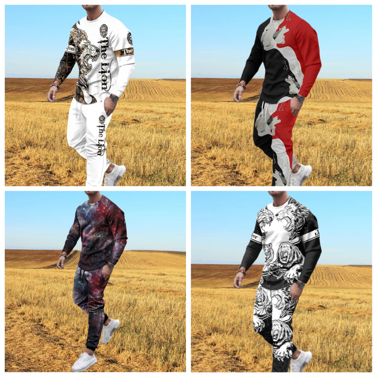 

2025 Antumn New Men's Long-sleeved T-shirt Pants Suit Personality 3d Print Fashion Wear Match Large Size Sweatshirt 2-piece Set