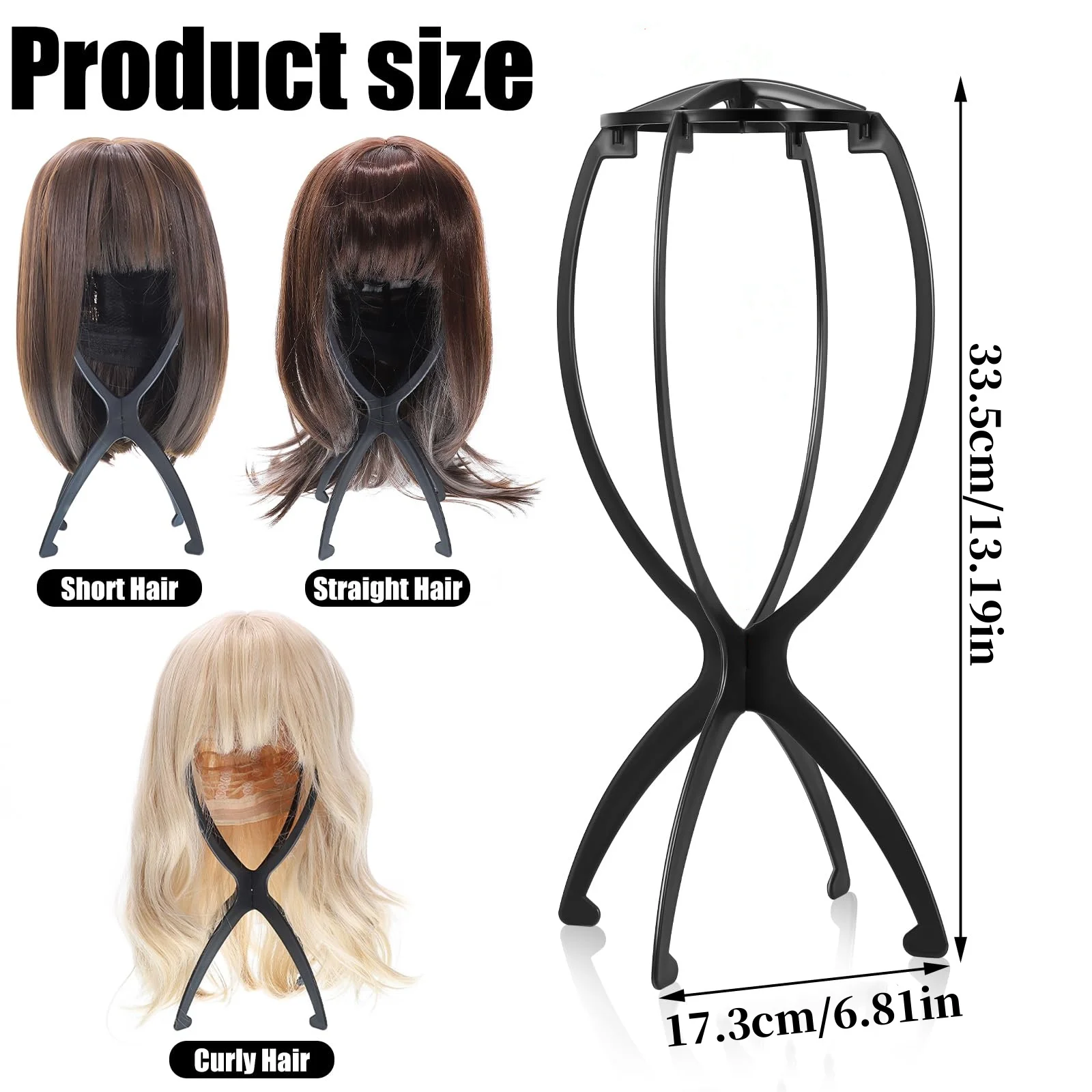1/2/3 Stück Faltbarer Perückenständer aus Kunststoff, Tragbarer Hutständer, Verstellbarer Langlebiger Friseursalon-Modellhalter für Zuhause und Salon – Detail 1