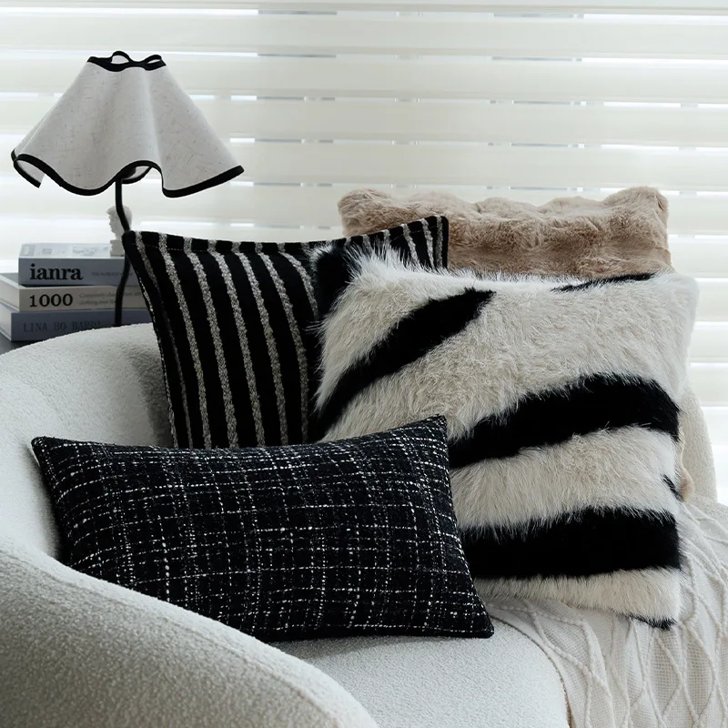 30X50/45X45CM Black White Throw Pillow Cover Modern Simple Stamping Waist Cushion Cover Decor Home Decorative Pillowcase