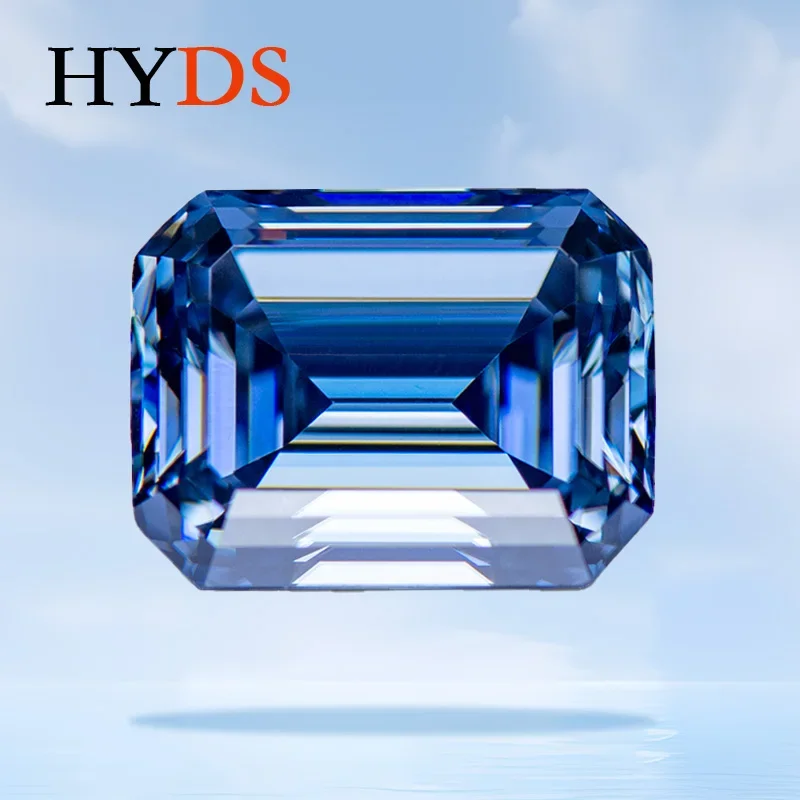 

Moissanite Stone Gemstone Natural Color Royal Blue Emerald Cut VVS1 Charms Advanced Jewelry Making Material with GRA Certificate