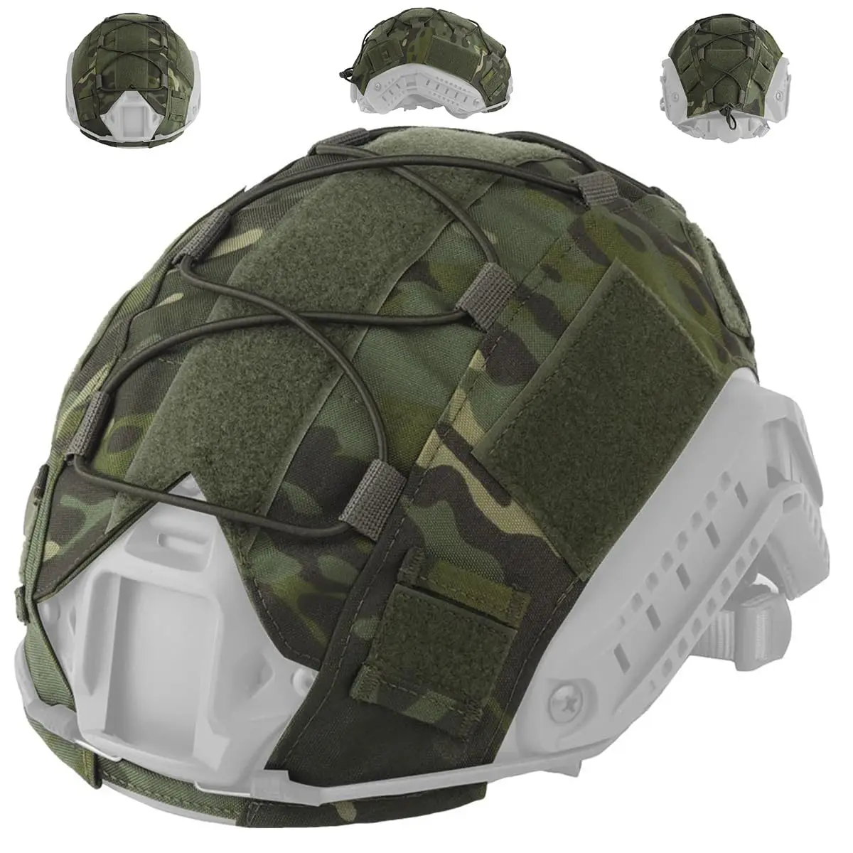 Tactical Airsoft Fast Helmet Cover, Lightweight Durable Camouflage Helmet Cover with Adjustment Shock Cord for Hunting Paintball