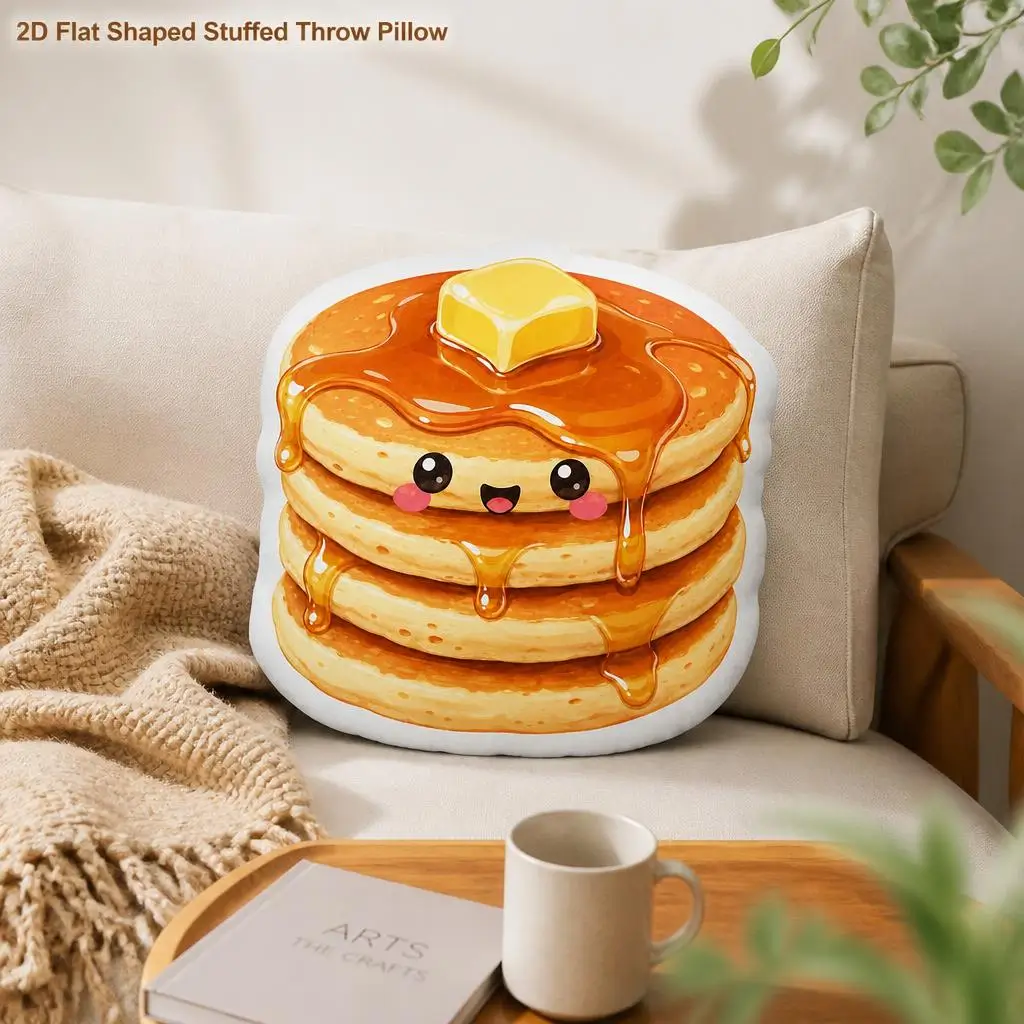 Cute Pancakes Kawaii Breakfast Syrup Butter Dessert Plush Pillow Cushion Irregular Stuffed Throw Pillow Home Decor Gift Sofa Bed