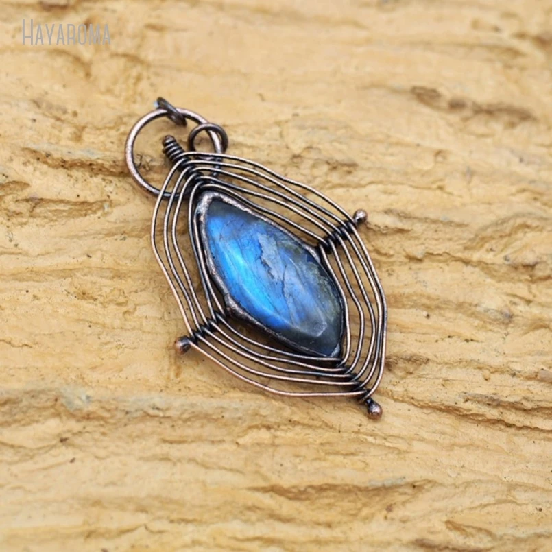 10Pcs Wholesale Antique Bronze Color Tin Labradorite Soldered Drop Free Form Teardrop Vintage Handmade Jewelry Pendant PM50082