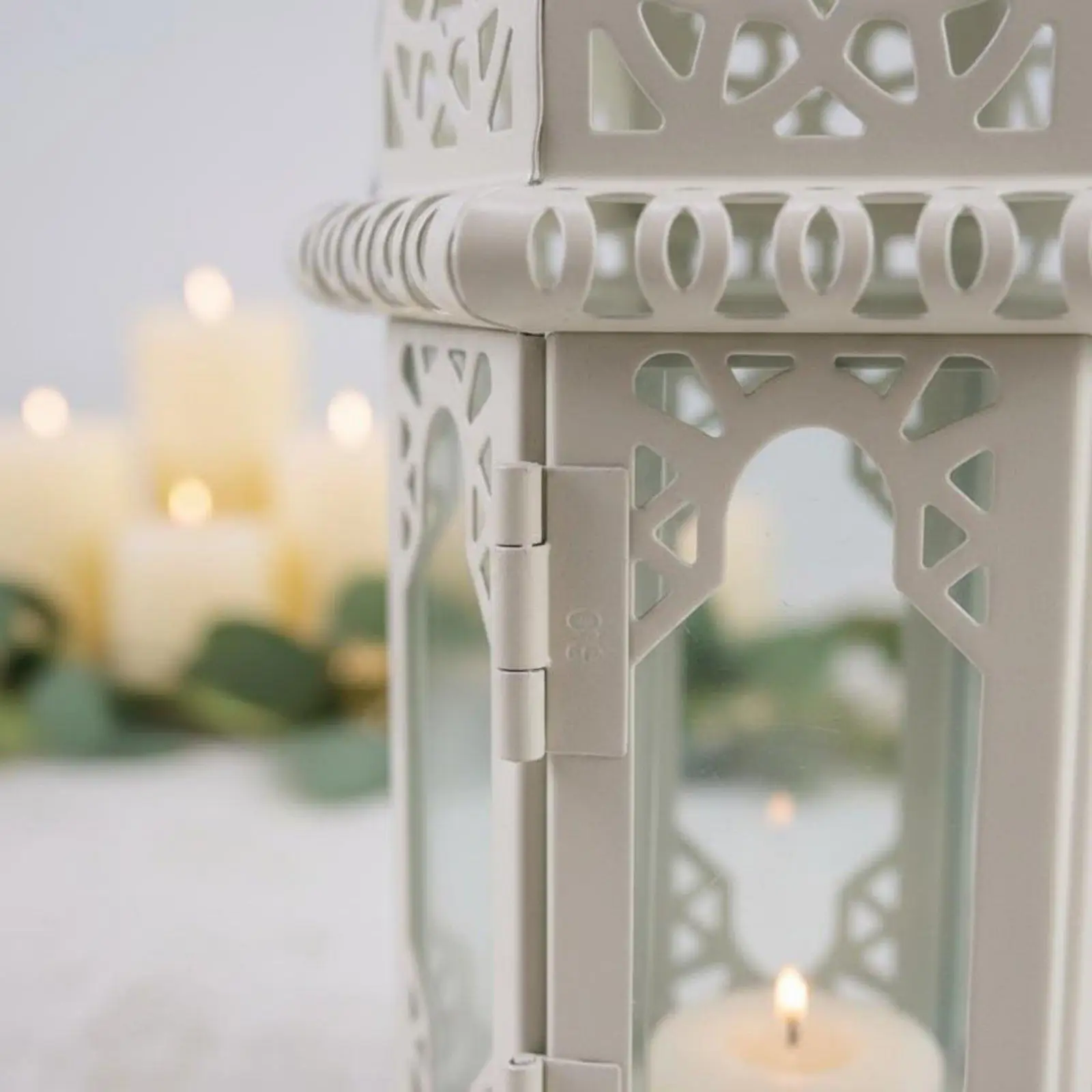 Elegant Iron Candle Holder Lantern with Top Loop for Hanging or Flat Surface Display Home Dinner Mood Lighting