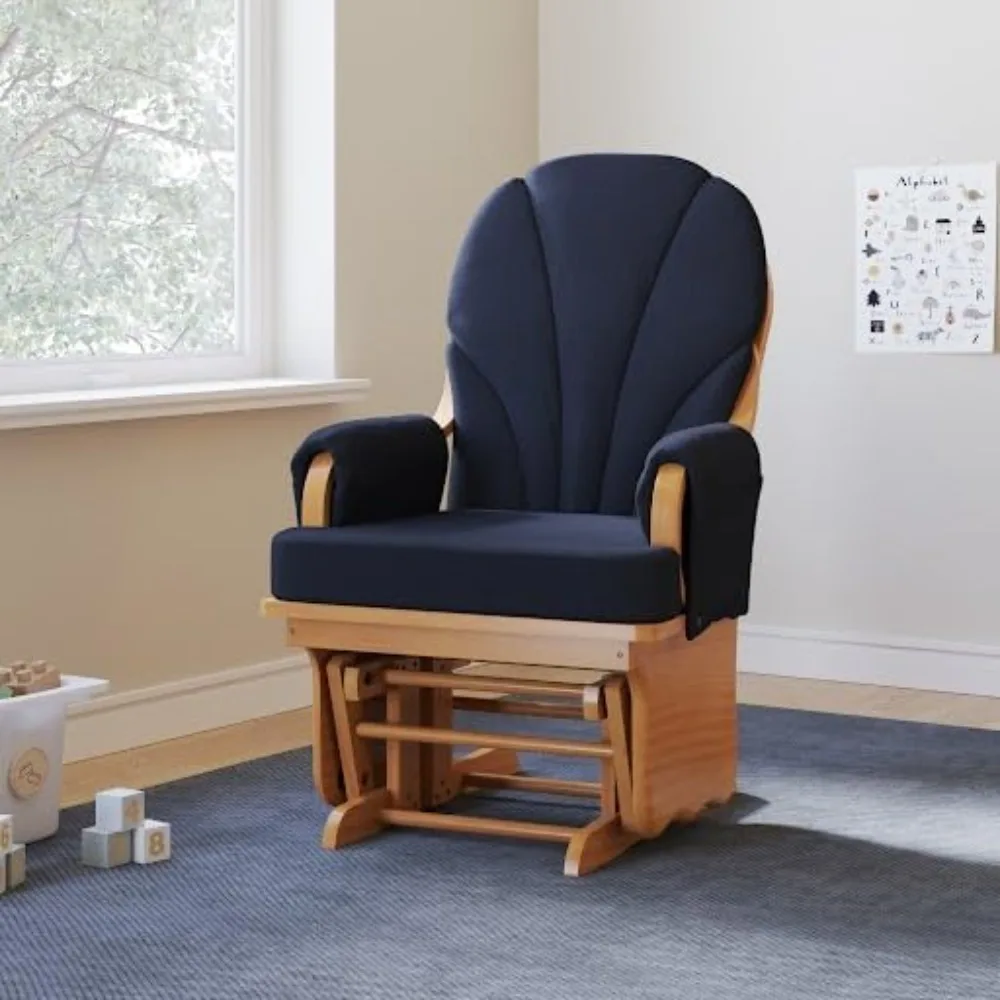 

Lullaby Wood Base Glider Rocker - Baby Feeding and Rocking Chair for Daycare Environment