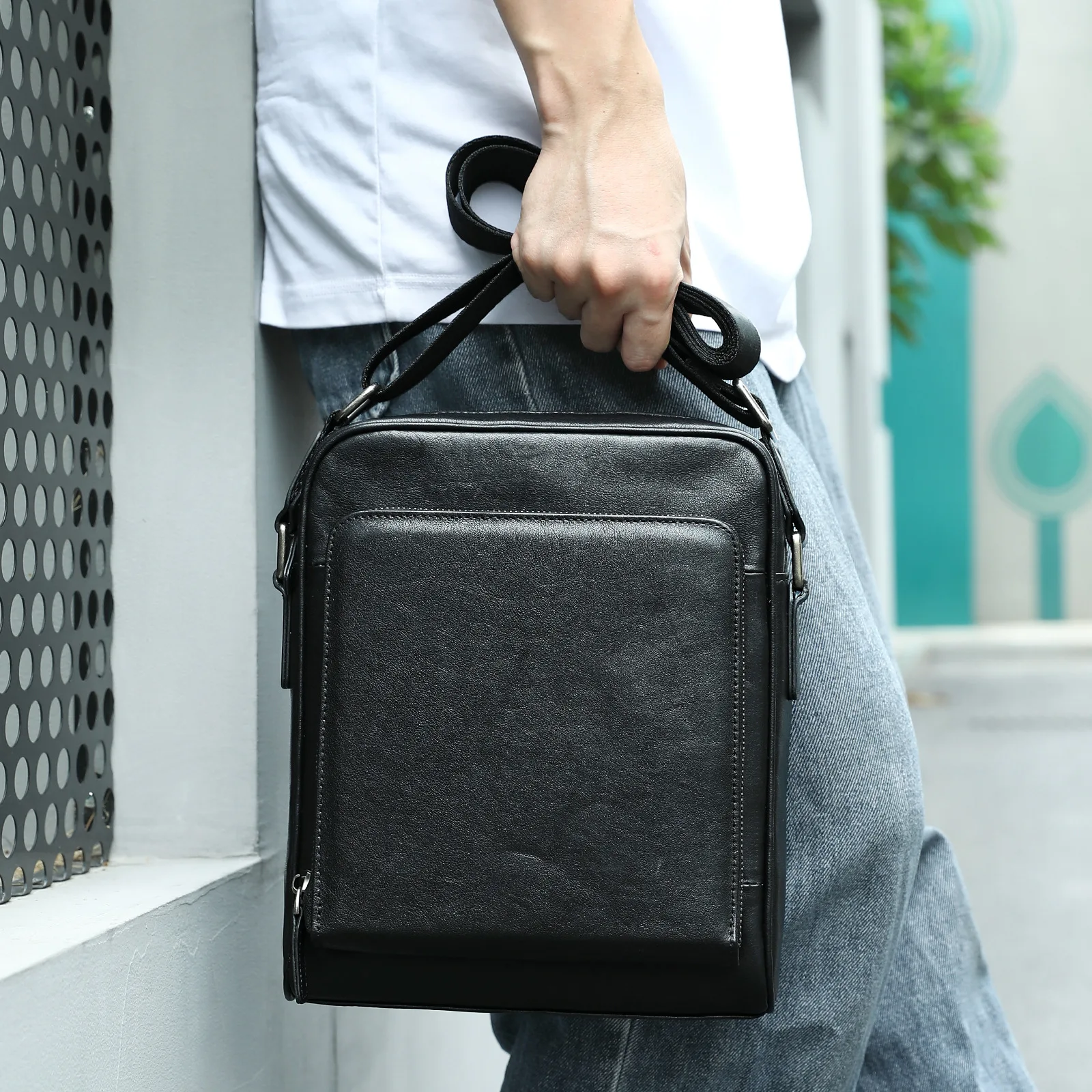 

New Luxury Men's Handbags Cow Genuine Leather Male Shoulder Bag Real Natural Leather Men Crossbody Bag Messenger Bags