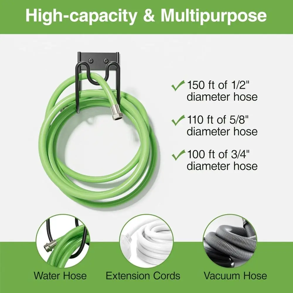 Multifunctional Iron Metal Garden Hose Hanger Wall Mounted Easy Installation Water Hose Rack Storage Hook Outdoor Storage