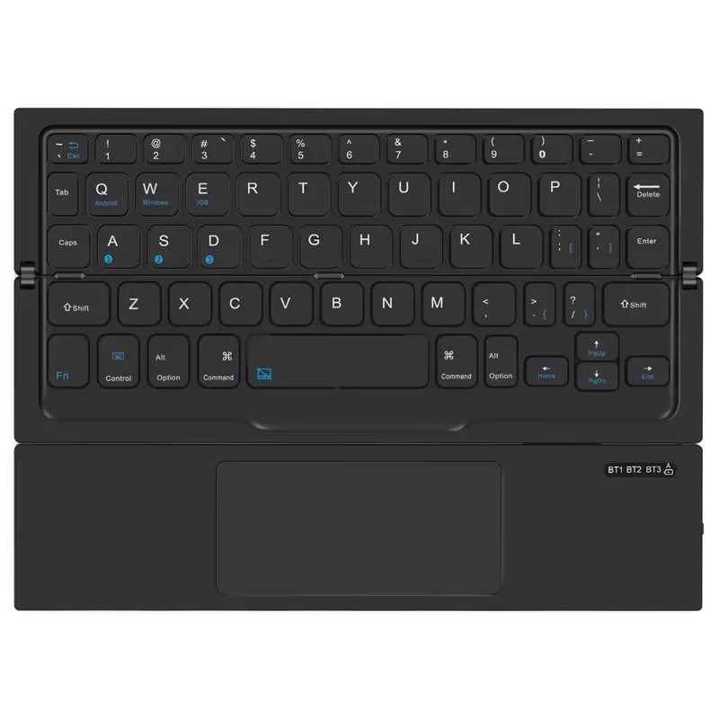 New Foldable Compact USB Wireless BT Keyboard Portable Pocket-Sized Metal Design for iPhone Smartphone Tablet PC