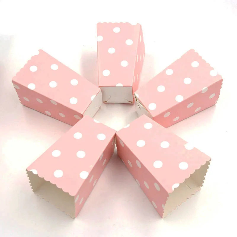 New 6/12/18Pcs Pink Dot Wave Striped Paper Popcorn Box Pop Corn Candy Sanck Favor Bag Xmas Wedding Kid Birthday Party Decoration