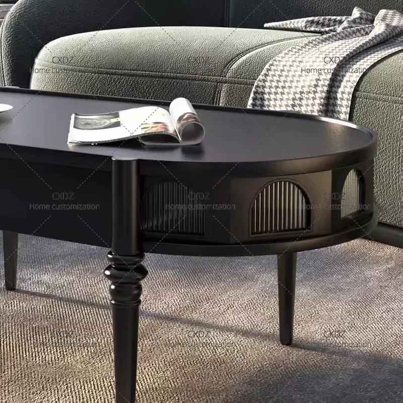 Roman Coffee Table Light Luxury Checkerboard Retro Medieval Exquisite Design Living Room Storage Complete Customization
