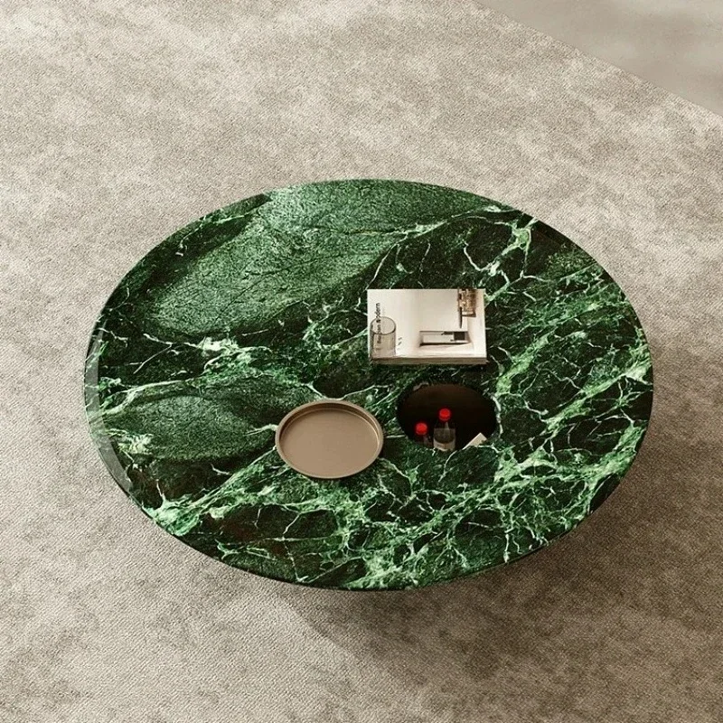 

Простой вращающийся мраморный круглый журнальный столик премиум-класса для хранения вещей