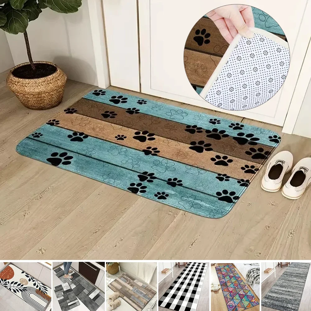 

1PC Entrance Door Mats Washable Dog Paw Prints Doormat Kitchen Rug Absorbent Floor Mat for Household Decorative Home Carpets카펫