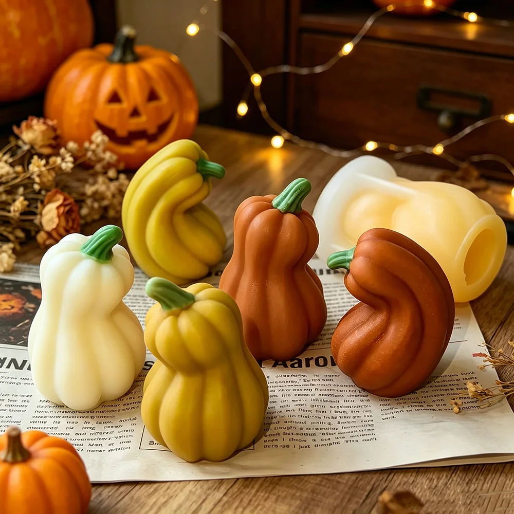 Halloween Pumpkin Decoration Silicone Mold DIY Pumpkin Aroma Candle Diffuser Stone Gypsum  Moulds