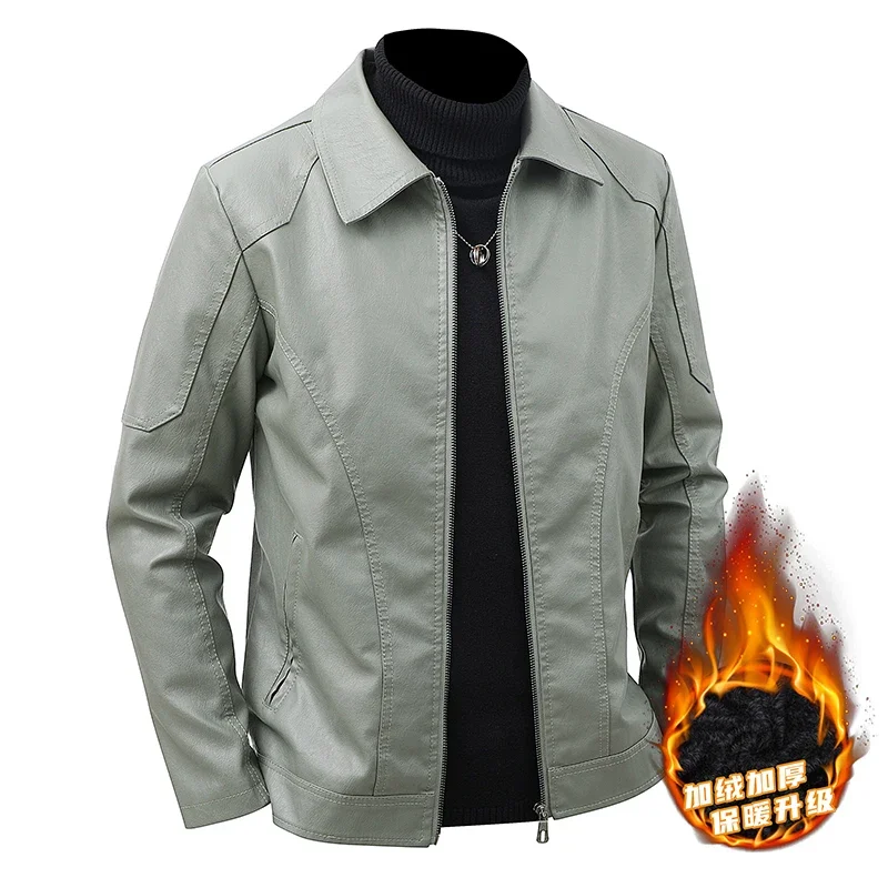 

Men Casual Leather Jackets Male Biker Motorcycles Slim Fit PU Korean Style Jacket Fashion Fleece Streetwear Winter Jackets