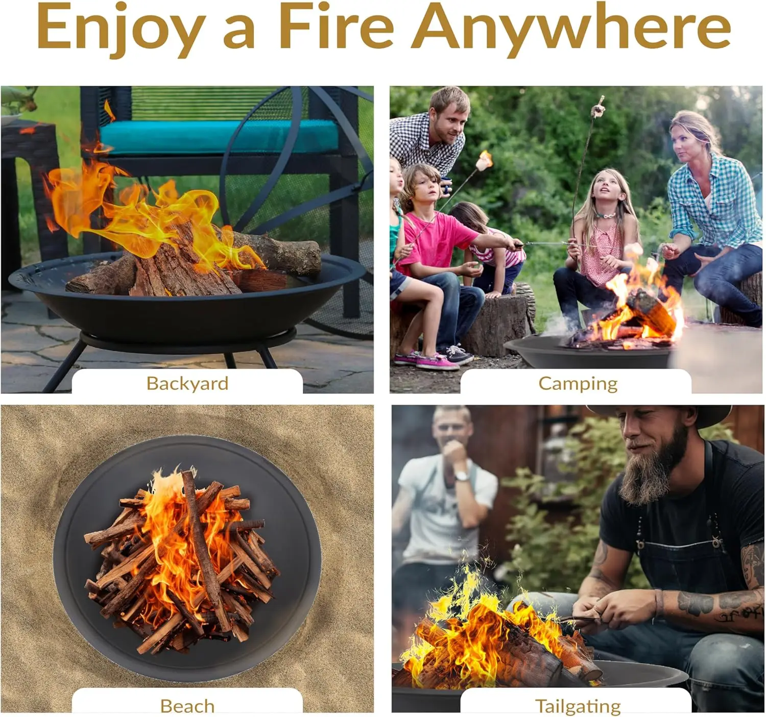 Outdoor DIY Wood-Burning Fire Bowl, Metal, No Color Mentioned, 23-Inch for DIY Ring or Existing Stand