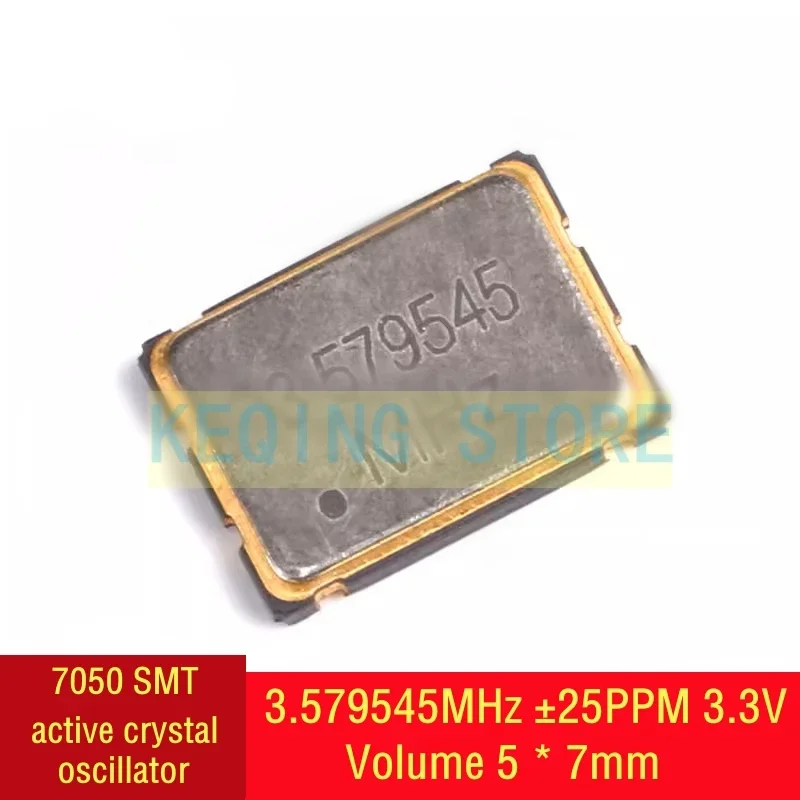 50PCS SMT active crystal oscillator 7050 3.579545MHz ± 25PPM 3.3V 5 * 7mm 4-pin resonator