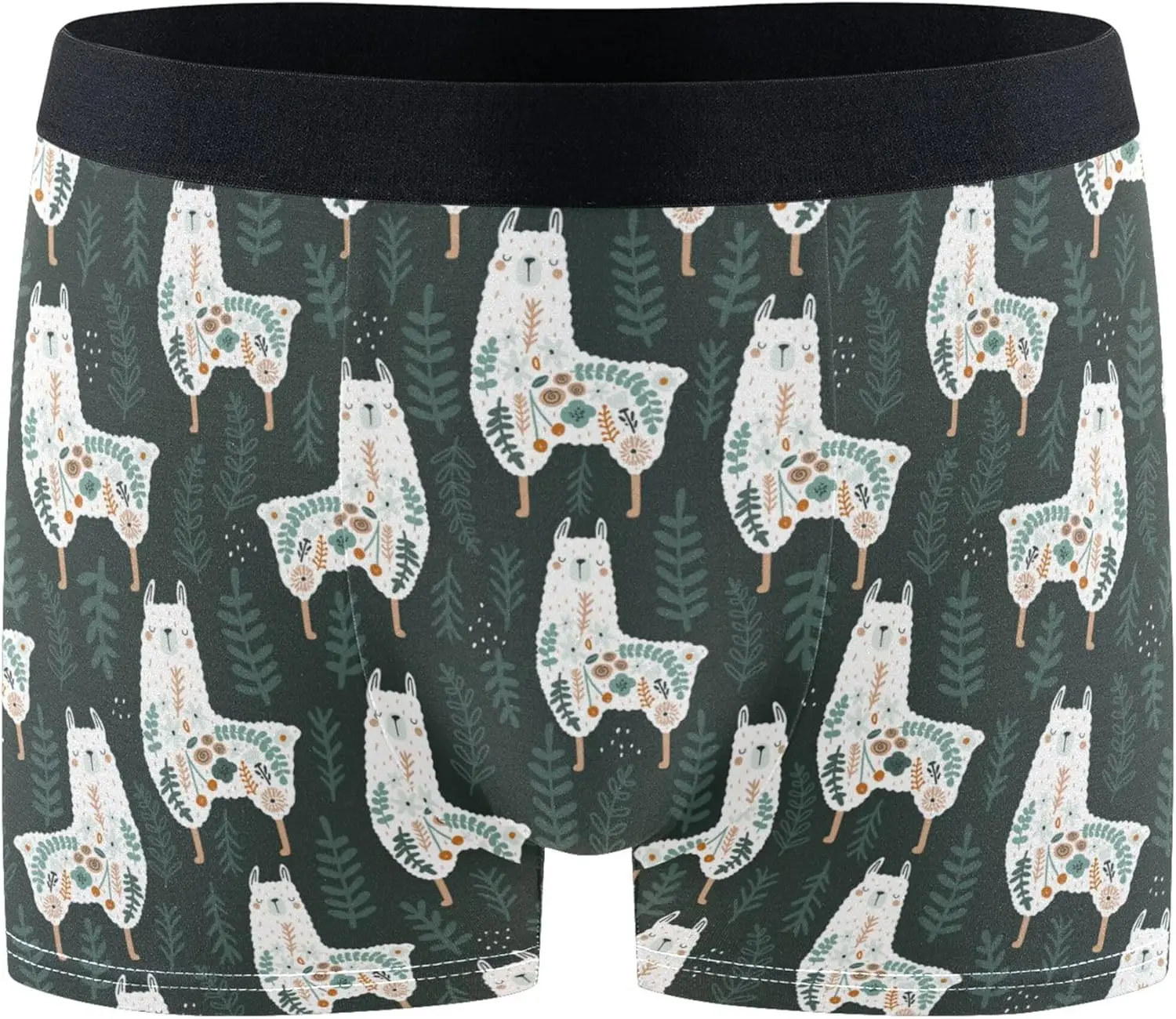 Cuecas boxer masculinas Llama, roupa íntima macia e respirável com cintura ComfortFlex, cuecas com padrão engraçado