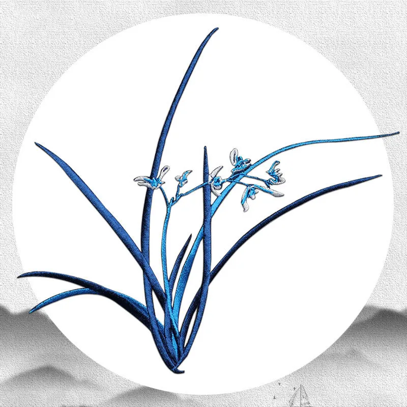 1 Piece 20CM X 18CM Orchid Embroidered Costume Patches Iron On Applique for Clothing Thermoadhesive Patches Stickers On Clothes