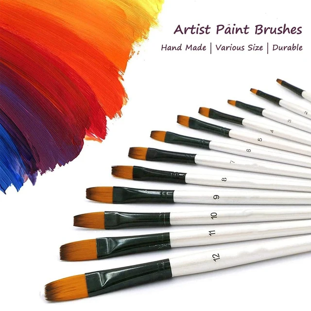 12/48 Pcs/set Nylon Hair Wooden Handle Watercolor Paint Brush Pen Set Learning DIY Oil Acrylic Painting Art Paint Brushes Suppli 2