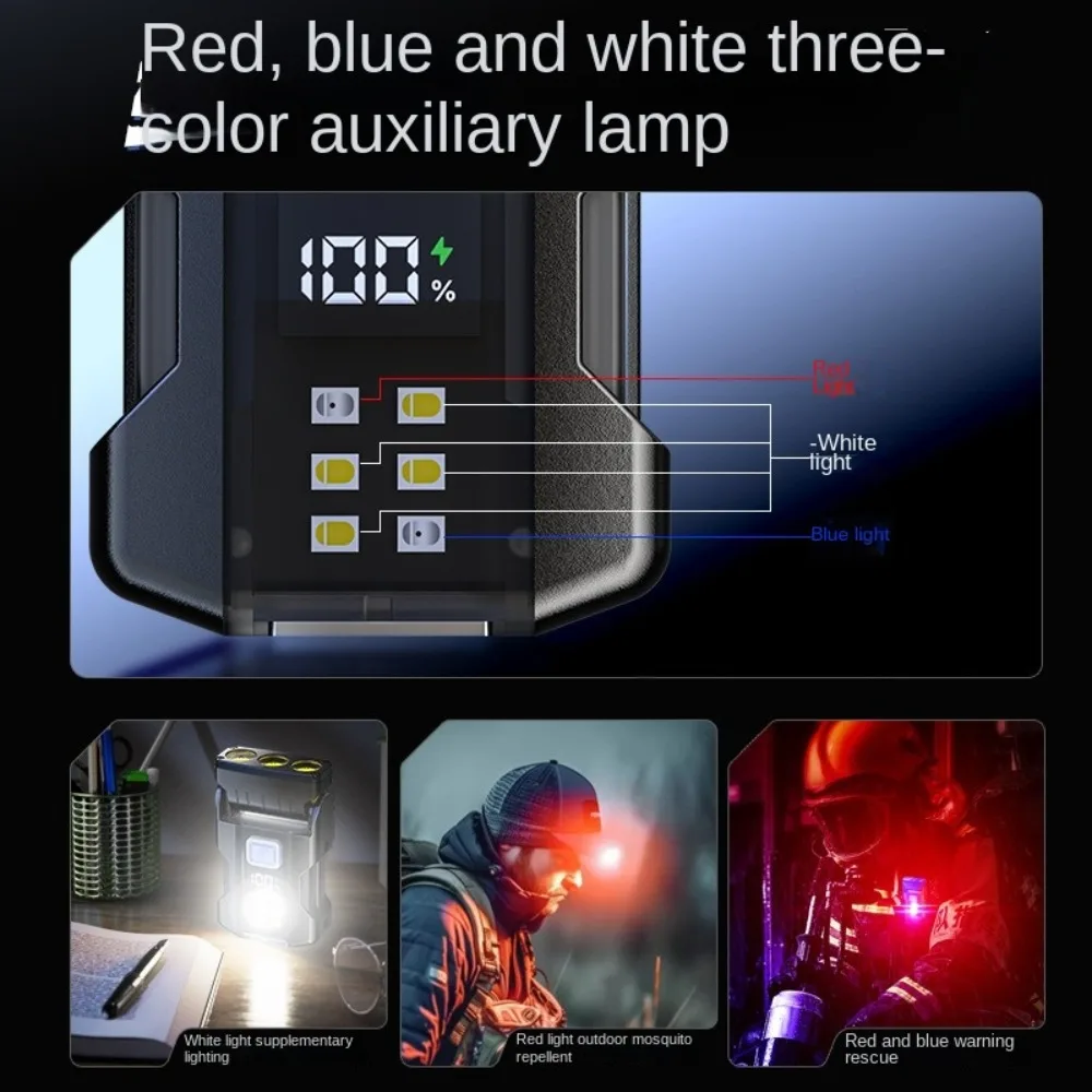 Mini Super Bright Rotatable Flashlight LED Display Tail Magnet Torch Hat Clip Light 550LM Waterproof Work Light Emergency Light