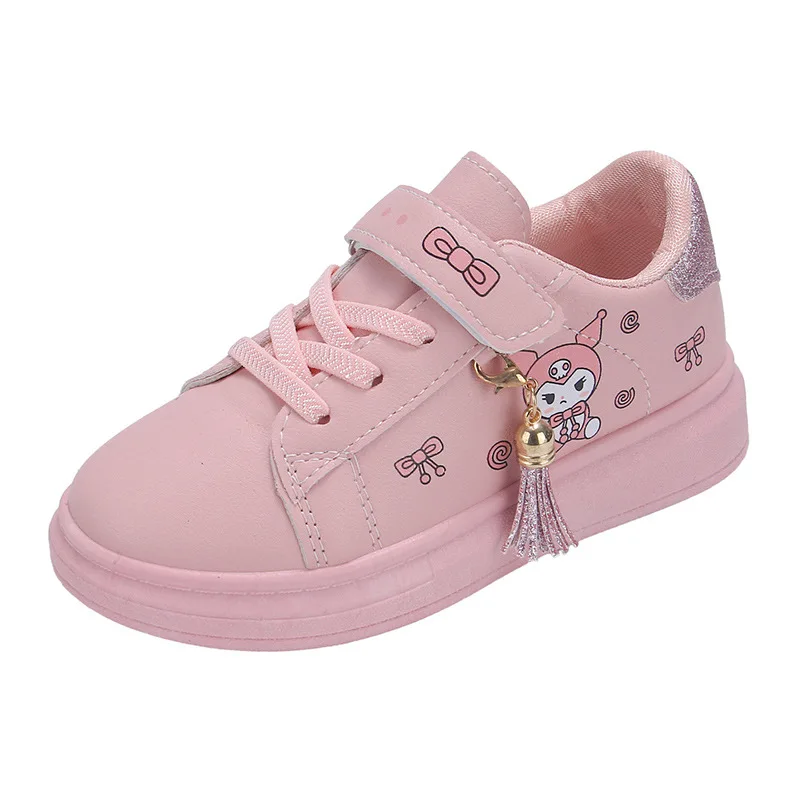 Sanrio Girls Fashion Sneakers Children Non-slip Casual Shoes Cartoon Anime Kuromi Thick Sole Shoes Kids Board Shoes