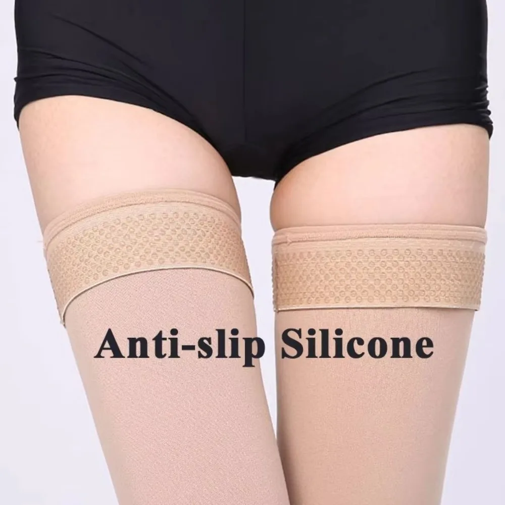 with Silicone Band Varicose Veins Compression Stockings 23-32MMHG Pressure Level 2 Thigh High Compression Stockings High Elastic
