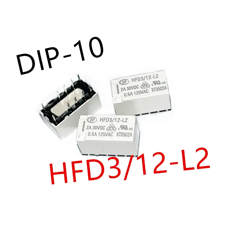 10piece  HFD3/3-L2 、HFD3/5-L2 、HFD3/12-L2 、HFD3/24-L2   DIP-10  New Small Signal Relay  HFD3-12-L2 、HFD3-24-L2