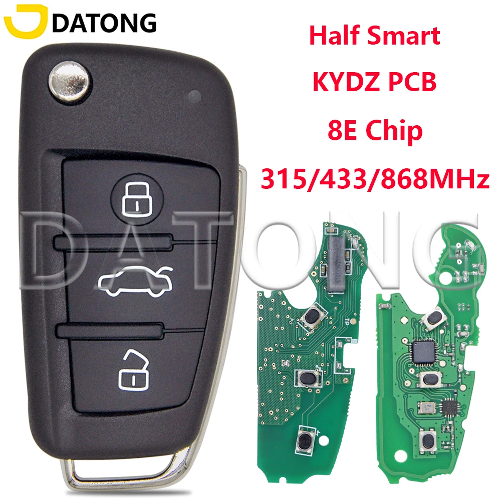 Datong 315/4F0837220M/T/AF 434/4F0837220D/R 868MHz Half Smart 8E Chip IYZ 3314 Flip Car Key For Audi A6 A6L S6 Q7 2004-2015
