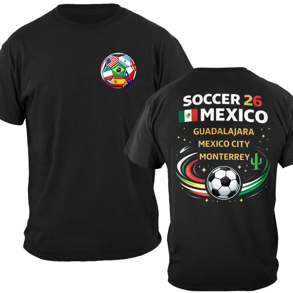 Camiseta de Fútbol de México 2026 para Hombre, 100% Algodón, Guadalajara Monterrey, Camiseta Deportiva Casual de Manga Corta para Fanáticos del Fútbol, Estilo Harajuku