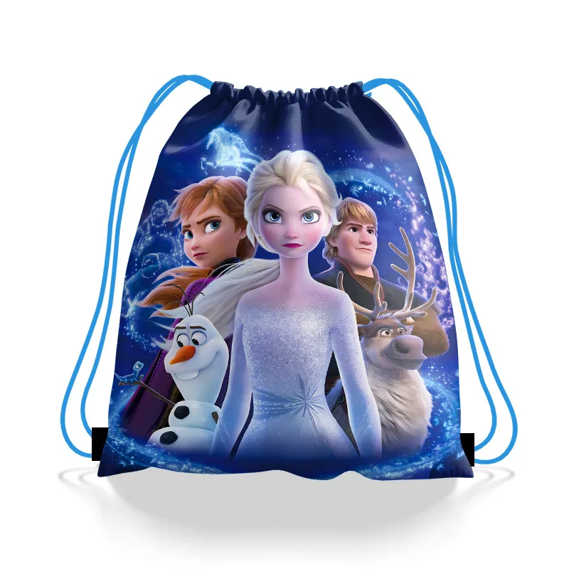 Disney Anime Frozen Borsa con coulisse in tessuto non tessuto Kawaii Elsa Anna Bundle Pocket Regali per cartoni animati Borsa portaoggetti Regali