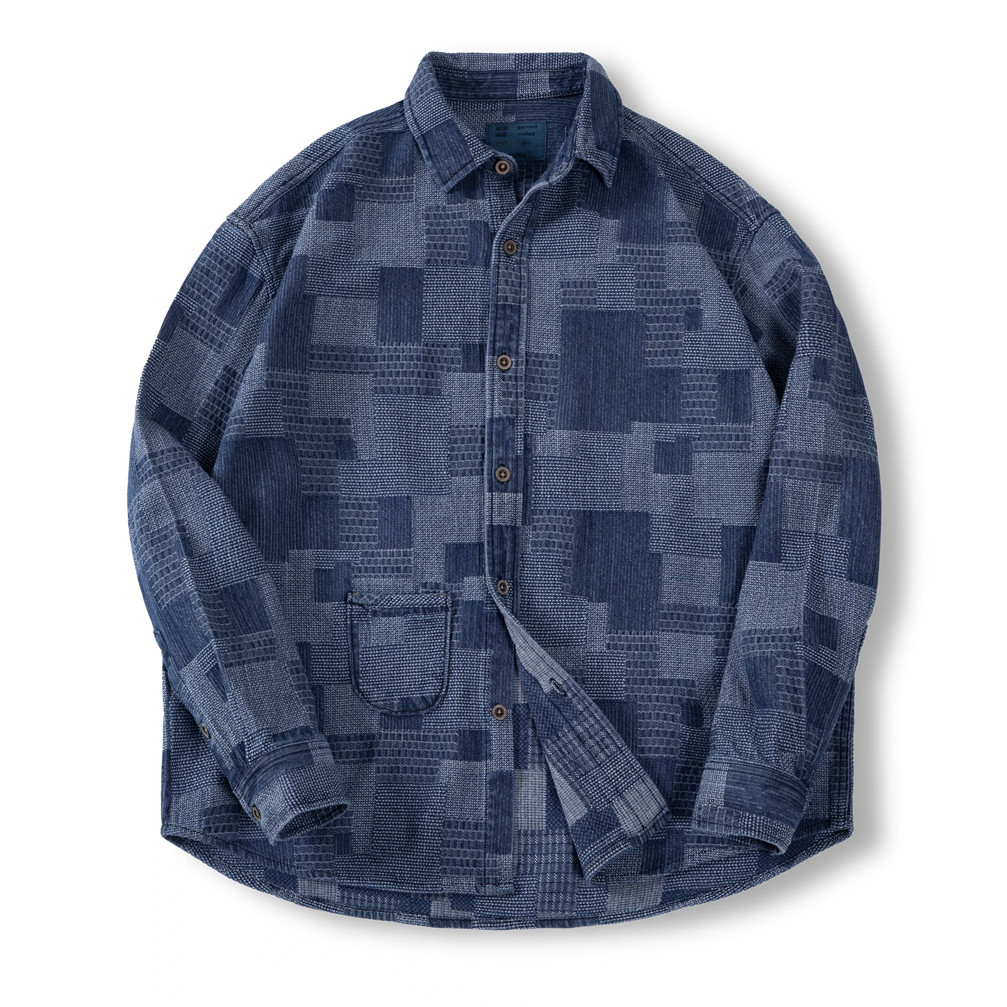 Maden Vintage Boro Denim Jacket Men's Patchwork Long Sleeve