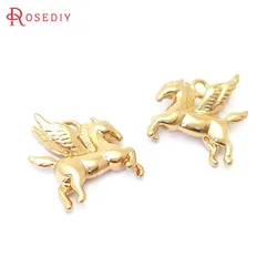 18K Gold Color Brass Pegasus Horse Charms Pendants High Quality Necklace Earrings Jewelry Accessories Rosediy official-website